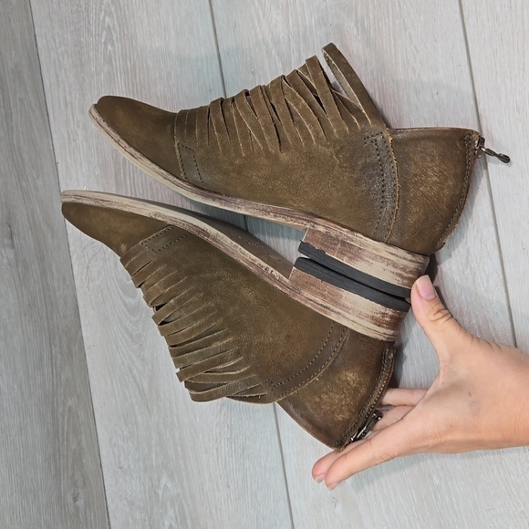 Free People Women Lost valley Ankle Sliced Leather Boots boho shoes sz 38/7.5-8 - Picture 9 of 14